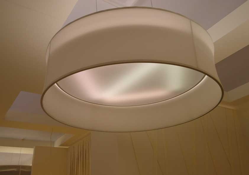 Salone del Mobile - rivestimento lampadari in tela stretch