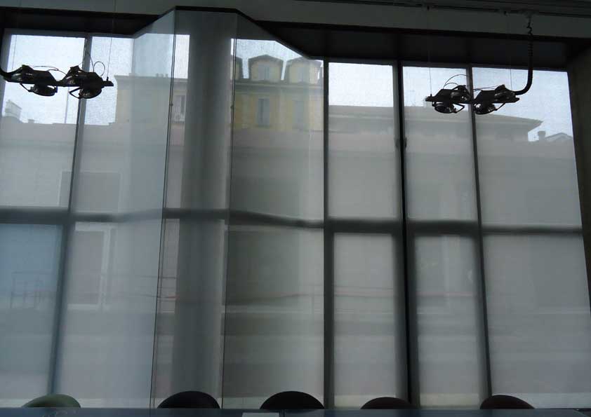 Museo della Scienza e della Tecnica - realizzazione e montaggio tende in pvc screen grigio x schermatura luce